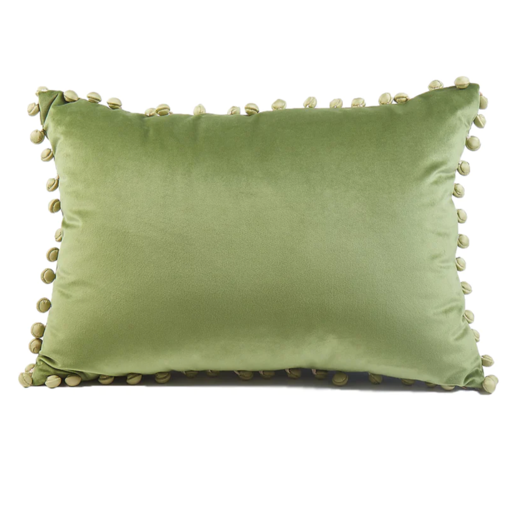 Coussin décoratif avec bordure en sauge