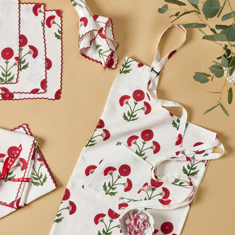 Gisele Linen Apron Scarlet