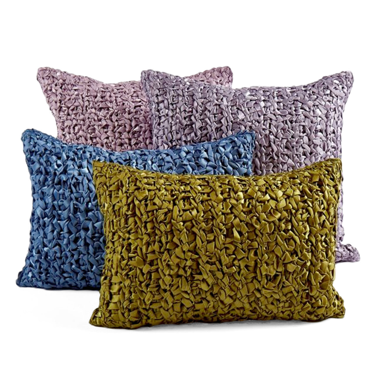 Coussin décoratif en tricot à rubans
